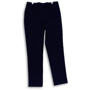 TALBOTS HIGH WAIST STRAIGHT LEG FLAT FRONT STRETCH PANTS NAVY BLUE 2-EUC